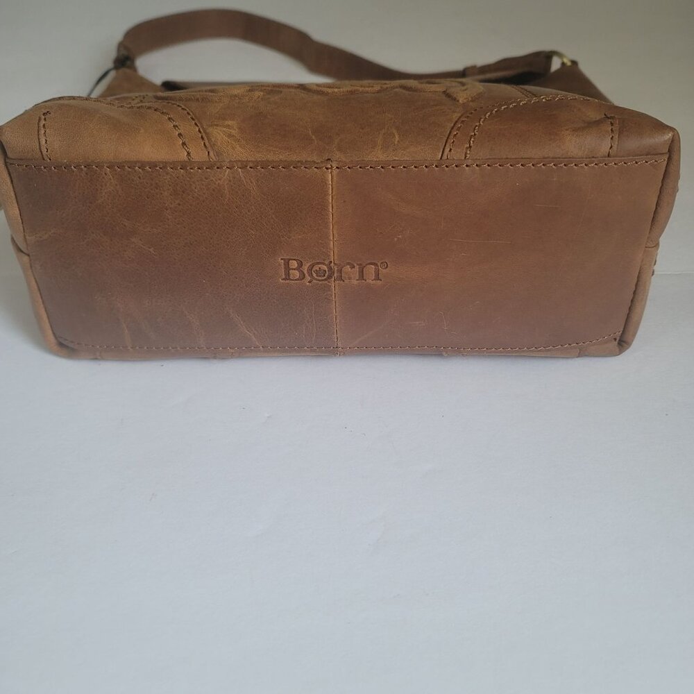 Born Genuine Leather Saddle Floral Embossed Shoulder Handbag - Picture 9 of 14